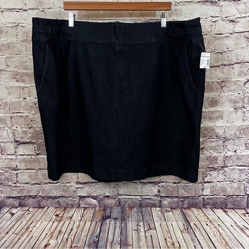 Roz & Ali Dark Wash Denim Pencil Skirt